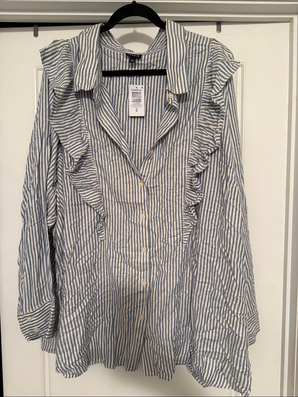 torrid Blue & White Striped Ruffle Top Size 6X